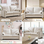 Modern Loveseat Sofa Couch for Living Room,Chenille Recliner, Spring Cushions, Solid Wood Frame,with Down Filled&Deep Seat,for Bedroom, Apartment, Office（(70.26inch Beige)