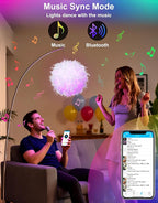 Star Vision Feather Lamp with Smart Light Bulb, Bluetooth Speaker & APP Control, Dimmable RGB LED Light, 15.7inches, White