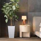 Worth Garden 2-Pack 22" H. White Square Tapered Planter with Inside Pots - Plastic Plant Pots for Indoor Outdoor - Modern Wavy Finish Decorative Flower Pots for Front Porch Containers Patio Deck