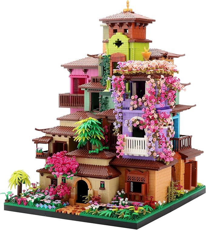 Architecture Cherry Blossom Villa Tree House Micro Building Blocks Set for Adults 14+ 7080PCS, Flower House Creative Collectible Models
