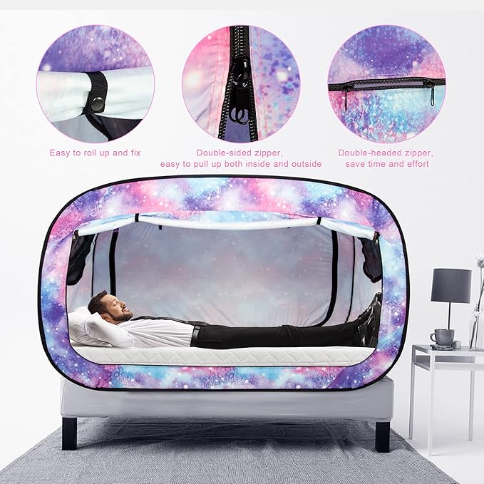 Bed Tent Twin Bed Canopy Portable Dream Tent for Adult Indoor Sleeping Tents with 2 Doors Breathable Private Space Tents, Unicorn