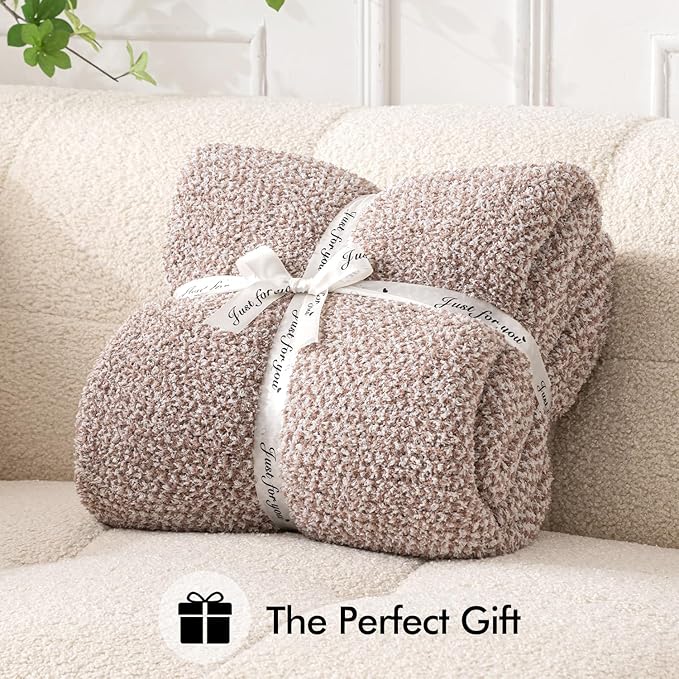 MIULEE Taupe Super Soft Throw Blanket for Couch, Cozy Fluffy Warm Throws Knit Blankets for Sofa, Bed, Chair, Living Room, Camping, Picnic, 50 x 60 inch