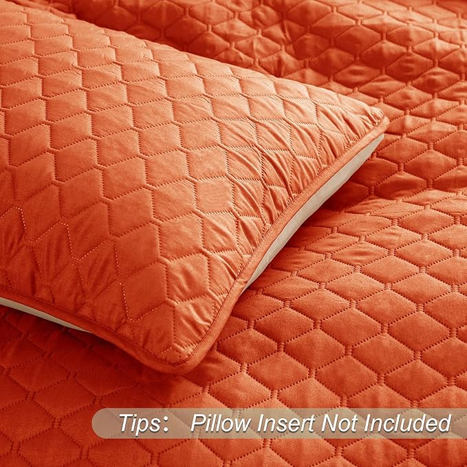 Exclusivo Mezcla Reversible California King Size Quilt Bedding Set with Pillow Shams, Lightweight Quilts Cal King Size, Soft Bedspreads Bed Coverlets for All Seasons - (Burnt Orange, 112"x104")