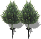 R's Ceder Artificial Topiary Cedar Tree 32 inch Faux Little Bush Cedar Tree UV Resistant Shrub Potted Artificial Plant for Outdoor Indoor Front Porch Garden (2 Pack)