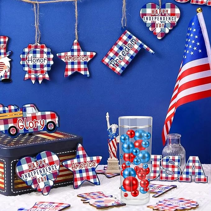 200PCS Red Blue Faux Pearls Beads for Centerpiece Vases, Vase Filler Faux Pearls, No Holes Filler Beads for Party Anniversary Birthday Wedding Table Decor, 10/14/20/30mm