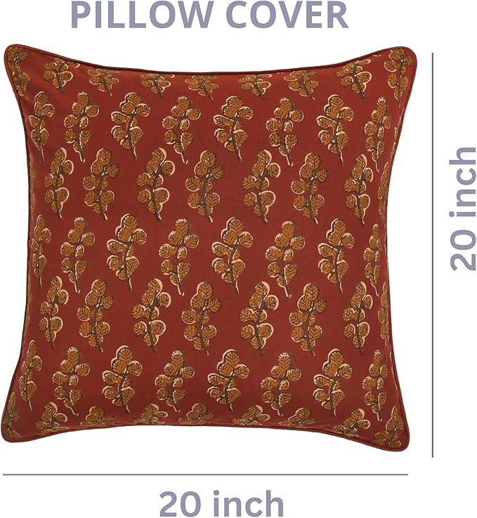 Ridhi Hand Block Print 20x20 Red Decorative Outdoor Couch Throw Canvas Pillow Cover Set of 2 Washable Modern Vintage Boho Chic Spring Home Decor GIFS Cover