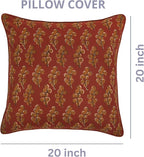 Ridhi Hand Block Print 20x20 Red Decorative Outdoor Couch Throw Canvas Pillow Cover Set of 2 Washable Modern Vintage Boho Chic Spring Home Decor GIFS Cover