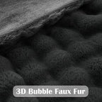 NEWCOSPLAY Faux Fur Twin Blanket Grey Bubble Blanket Thick Warm Soft for Couch Sofa Bed 550GSM (Grey, Twin(60"x80"))