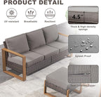 Outdoor Couch Wicker Patio Sofa, Rattan Patio Furniture Sofa with Sturdy Frame,All-Weather PE Wicker,Wide Armrest,Deep Seating and Thick Cushions for Deck Porch Garden(Brown/Grey)