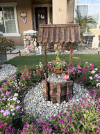 Garden Wooden Decor Rustic Wishing Well Planter Outdoor Home Décor for Patio, Upgrade Wishing Well Garden, Yard Hanging Bucket Patio Lawn Backyard Home Decor