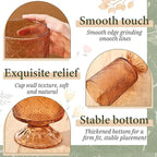 6 Pcs (H:7" W:4") Embossed Flower Vase Fall Pedestal Glass Vase Big Base Thickened Crystal Vintage Vases for Autumn Wedding Home Decor Table Centerpiece House Warming Gifts(Amber)