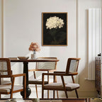 Framed Wall Art for Living Room – Vintage White Hydrangea Oil Painting Canvas Prints, Aesthetic Bedroom Wall Art, Kitchen Decor for Shelves, Bathroom Office Artwork Wall Decor – 16x24in