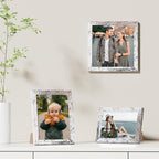 Vittanly 8x8 Picture Frames Set of 9, Shatter Resistant Plexiglass, Display 4x4 Pictures with Mat or 8x8 without Mat, Photo Frames for Wall Mount, Engineered Wood, Distressed White