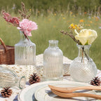 Glass Bud Vases Set of 12, Clear Small Vases for Flowers, Bulk Glass Vase for Centerpieces, Vintage Embossed Flower Vase for Wedding Table Decoration, Home, Cocktail Party