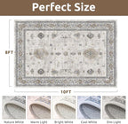 AMOAMI-Vintage Area Rug 8X10 Grey Rugs for Living Room-Soft Living Room Rug Non Slip Rugs for Bedroom Carpet Machine Washable Rug for Dining Room Bedside Office Room Decor