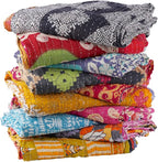 Vintage Kantha Quilts Handmade Old Saree Made gudari Boho Bedding Throw Blanket Bedspread Rally