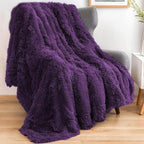 GONAAP Fuzzy Faux Fur Throw Blanket Purple Super Soft Cozy Plush Fuzzy Shaggy Blanket for Couch Sofa Bed (Purple, Throw(40"x50"))