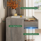 Fluted Dresser with 9 Drawers, 63" Wide Wood Chest of Drawers with Metal Handle, Wooden Dresser TV Stand, Modern Closet Clothes Storage Organizer for Bedroom, Living Room, Hallway, Light Grey