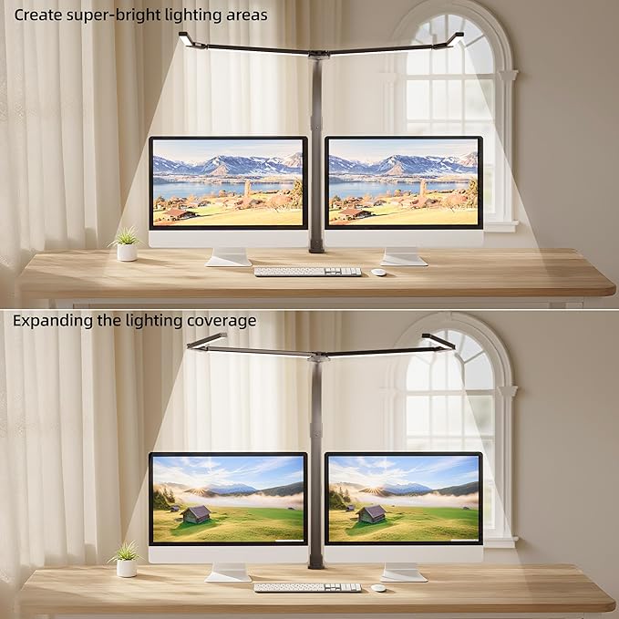 Office Home Desk Lamp,24W Super Bright Eye-Care Desk Lamp,Adjustable Gooseneck Office LED Task Light with Soft Non-Glare Lighting,Suitable for Studying,Reading (Black) (Black -a)