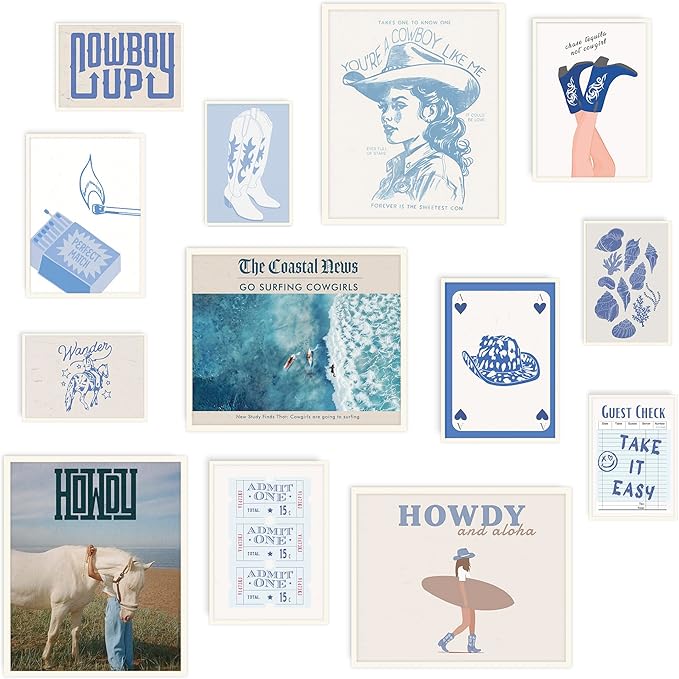 Framed Wall Art Set, Coastal Pictures for Home Decor, White Framed Room Prints, Coastal Wall Decor for Bedroom and Living Room, Beachy Wall Prints, Aesthetic Beach House Decor