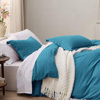 Bedsure Teal Duvet Cover Twin/Twin XL Size - 2 Pieces Prewashed Cotton-Like Extra Soft Bedding Set, Includes 1 Twin Duvet Cover 68x90 Inches with Zipper Closure & 1 Pillow Sham, No Comforter