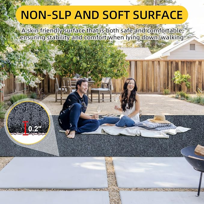Marine Carpet,5 FT x 15 FT Dark Gray Indoor Outdoor Carpet 0.2" Thick Boat Carpet with Water-Proof TPE Backing, Non-Slide Outdoor Marine Carpet Roll for Home, Patio, Porch, Deck