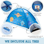 Outer Space Twin Bed Tent for Kids Indoor Fort - Magical Dream Tents for Boys Pop Up Toddler Bed Canopy for Girls Bunk Bed Tent for Top Bunk - Sensory Sleep Pod for Kids Educational