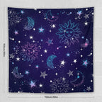 HZOHNAGO Boho Sun Moon Tapestry Purple Blue Sun Stars Galaxy Pattern Printed Wall Tapestry Wall Hanging for Bedroom Living Room Dorm 60" W x 60" H