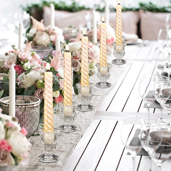 Foaincore 66 Pcs Candlestick Holders Bulk 2.5 Inch Taper Candle Holder for Table Centerpiece Thick Glass Ritual Candle Stand for Wedding Christmas Valentines Festival Party Decorations (Clear)