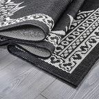 CAMILSON Outdoor Rug, 8x10 Medallion Black White Modern Area Rugs for Indoor and Outdoor Patios, Kitchen and Hallway Mats, Washable Porch Deck Outside Carpet (Medallion Black, 8 x 10)