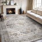 AMOAMI-Area Rug 5X7 Rugs for Living Room-Vintage Soft Grey Rugs for Bedroom-Non Slip Carpet-Machine Washable Rug for Dining Room Living Room Bedroom Office Under Table