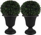 Pure Garden Outdoor Planter 2-Pack - 16x18-Inch Urn Planters - Plastic Plant Pots for Indoor, Outdoor, or Front Porch Decor - Flower Pots (Black)