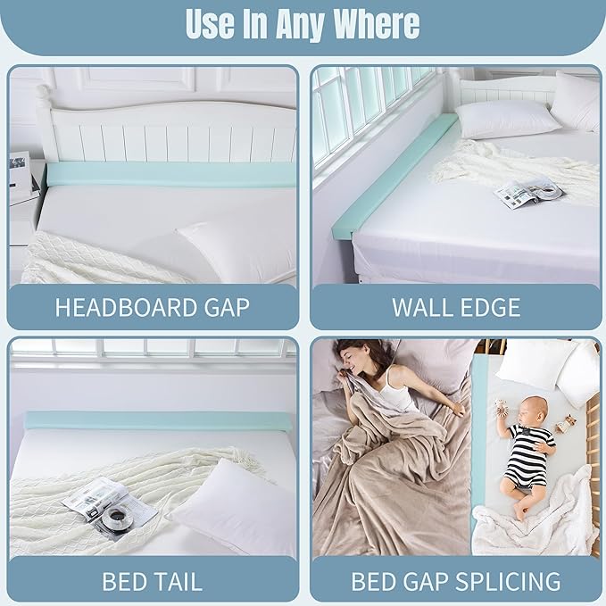 HOMBYS Pillow Wedge for Headboard Gap Close The Gap 0-6", Cut to Fit Gap Filler for King Queen Twin Bed, Wedge Sleeping Pillow, Foam Bed Mattress Gap Filler, 78.7"x6"x3"