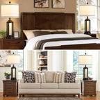 Industrial Table Lamps Set of 2, Modern Beside Lamp with USB A+C Charging Ports & AC Outlet, Rustic Nightstand Lamp with LED Night Light for Living Room Bedroom End Table Entryway Black Bulbs Included