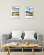 HesenDot Natural OAK Wood Lake Michigan Framed Wall Art,12x16in Natural Scenery Canvas Wall Print,Classic Urban City Landmark Wall Decor for Living Room,Bedroom,Office Gallery Gifts Set of 1