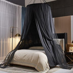 Kertnic Luxurious Bed Canopy for Girls & Adults - Double Layer Princess Canopy with Lace, Round Dome Mosquito Netting for Queen/King Bed Tent (Black)