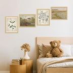 SIGNWIN Framed Poster Bathroom Decor 8"x10"x 4 Natural, Wall Art Room Decor Multicolor for Living Room, Bedroom, Office Autumn Spring Rustic Flower Landscape Classic Vintage Retro Illustrations