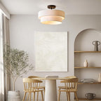 Globe Electric 66000138 2-Light Semi-Flush Mount Ceiling Light, Matte Black, 2-Tier, White Linen Shade, Home Improvement, Dining Room, Kitchen