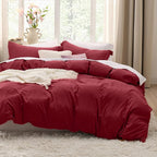 Bedsure Red Duvet Cover Full Size - 3 Pieces Prewashed Extra Soft Cotton-Like Bedding Set, Includes 1 Duvet Cover 80x90 Inches with Zipper Closure & 2 Pillow Shams, Comforter Not Included