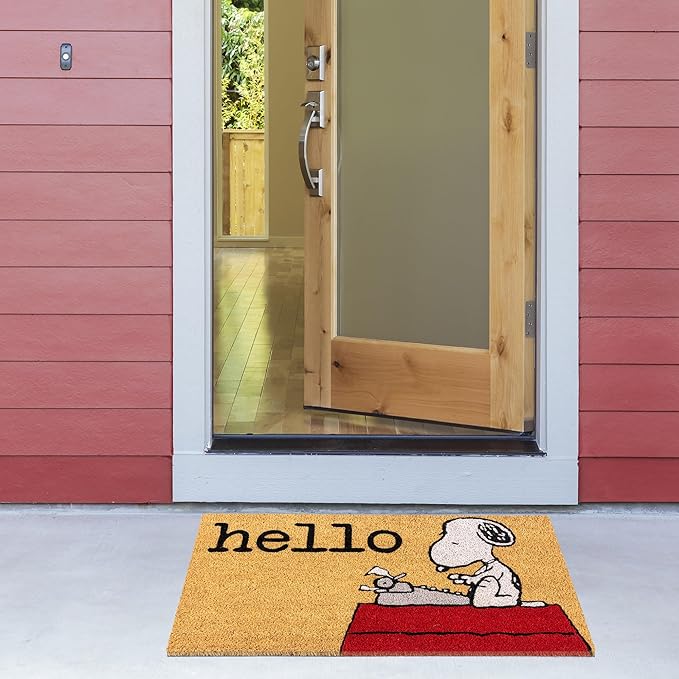 Gertmenian Peanuts Snoopy Coir Doormat - 2x3 Welcome Mat (2-Pack), Ideal for High Traffic Areas in Front Door, Garage, Entryway - Welcome, 80022