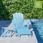 GREENVINES Adirondack-Ottoman | HDPE Plastic | Outdoor Footrest | All Weather | Foot Rest | Foot Stool | Arctic | for Adirondack Chair | for Patio Backyard Pool