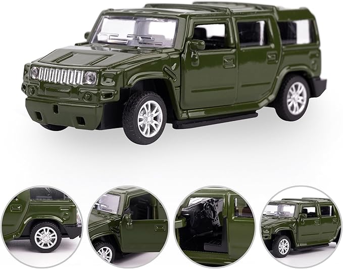 KIDAMI Die Cast Metal Toy Cars Set of 5, Openable Doors Pull Back Car Gift Pack for Kids (Private car)