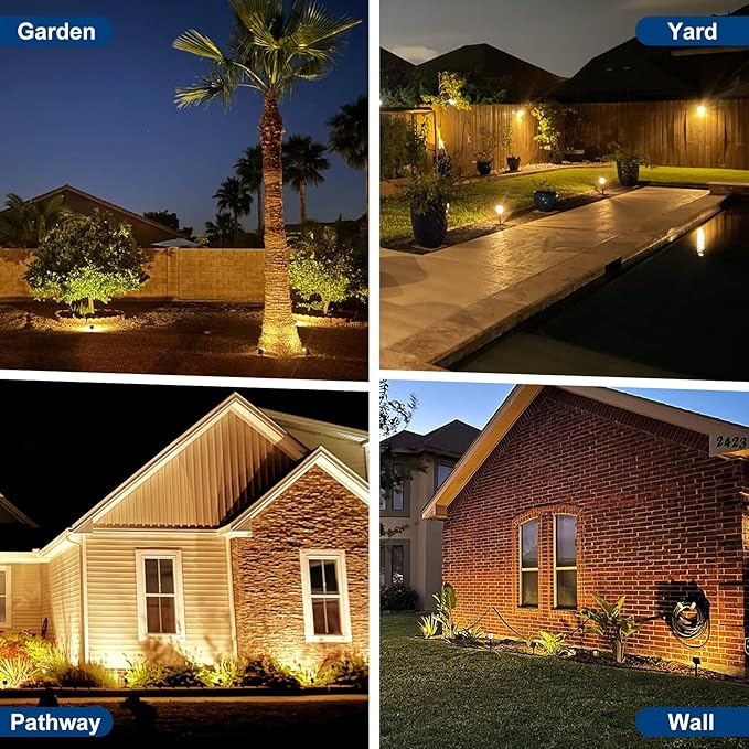 Solar Spot Lights Outdoor, 2 Pack Outdoor Solar Lights for Yard Waterproof, 4 Lighting Modes Solar Landscape Spotlights, Auto On/Off Solar Powered Flood Lights Garden Pathway (Warm White)