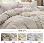 Bedsure Duvet Cover Twin/Twin XL Size - 2 Pieces Prewashed Cotton-Like Extra Soft Bedding Set, Includes 1 Twin Duvet Cover 68x90 Inches with Zipper Closure & 1 Pillow Sham, Linen, No Comforter