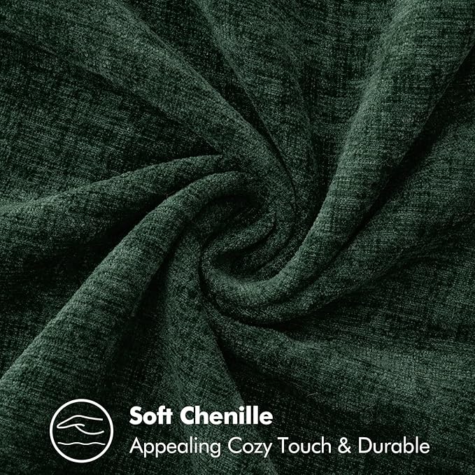 MIULEE Pack of 2 Christmas Pillow Covers 24x24 Inch Dark Green Farmhouse Decorative Throw Pillow Covers with Stitched Edge Soft Chenille Solid Dyed Couch Pillow Covers for Sofa Bed Living Room