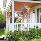 Artificial Hanging Flowers for Outdoors Faux Plants for Spring Summer Decoration,6 Bundles UV Resistant Realistic Silk Flowers Indoor Outside Garden Porch Patio Balcony Yard Farmhouse