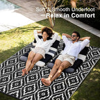 OLANLY Outdoor Rug 8x10 ft Waterproof, Outdoor Plastic Straw Rug with Geometric Pattern Clearance, Reversible RV Mat for Patio, Camping, Balcony, Deck, Backyard, Black & White
