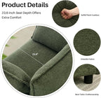 35.4" Wide Oversized Chenille Single Sofa Chair with 2 Pillows, Modern Upholstered Accent Chair Armchair for Livingroom Bedroom Apartment, Green