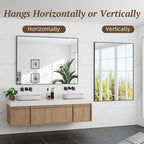 Bathroom Mirror 48" x 36", Large Rectangle Wall Mirror, Black Metal Frame Wall Mounted Mirrors for Bathroom, Vanity, Bedroom, Entryway Decor(Horizontal/Vertical)