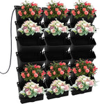 Self-Watering Wall-Mounted Planter, Vertical Garden Planter Set with 18 Pots, Stackable Plant Grow Pots with Electronic Timer for Growing Veggies, Fruits, Herbs, Flowers.